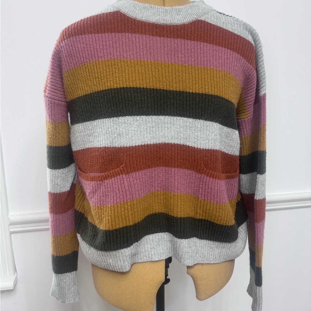 Madewell Pink, Mustard, and Gray Striped Sweater